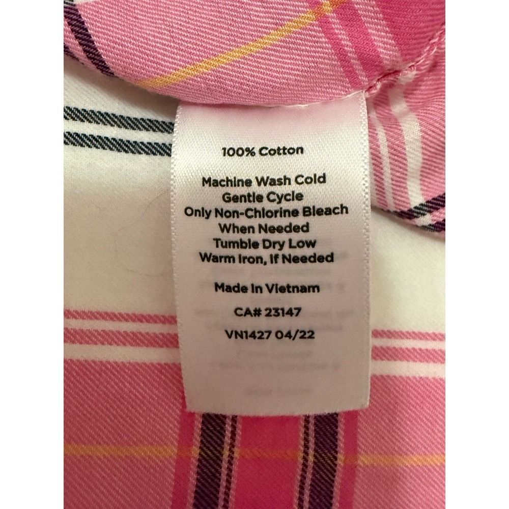 Talbots Plaid Cotton Shirt Button Up Collar Lightweight Classic Preppy Pink Med - Picture 16 of 16
